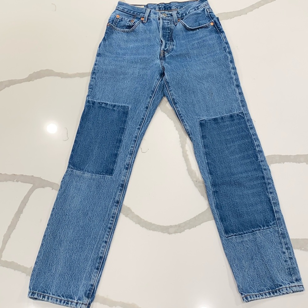Levis 501s Button Fly Jeans Patchwork Unique One … - image 2